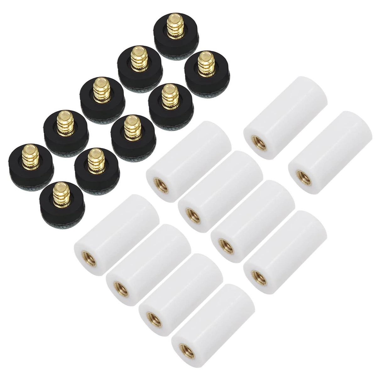 Billiard cue screw-on replacement tips with soft grey caps and brass inserts (13mm)