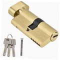 Brass euro profile lock cylinder with black thumbturn, 3 keys, and mounting screw