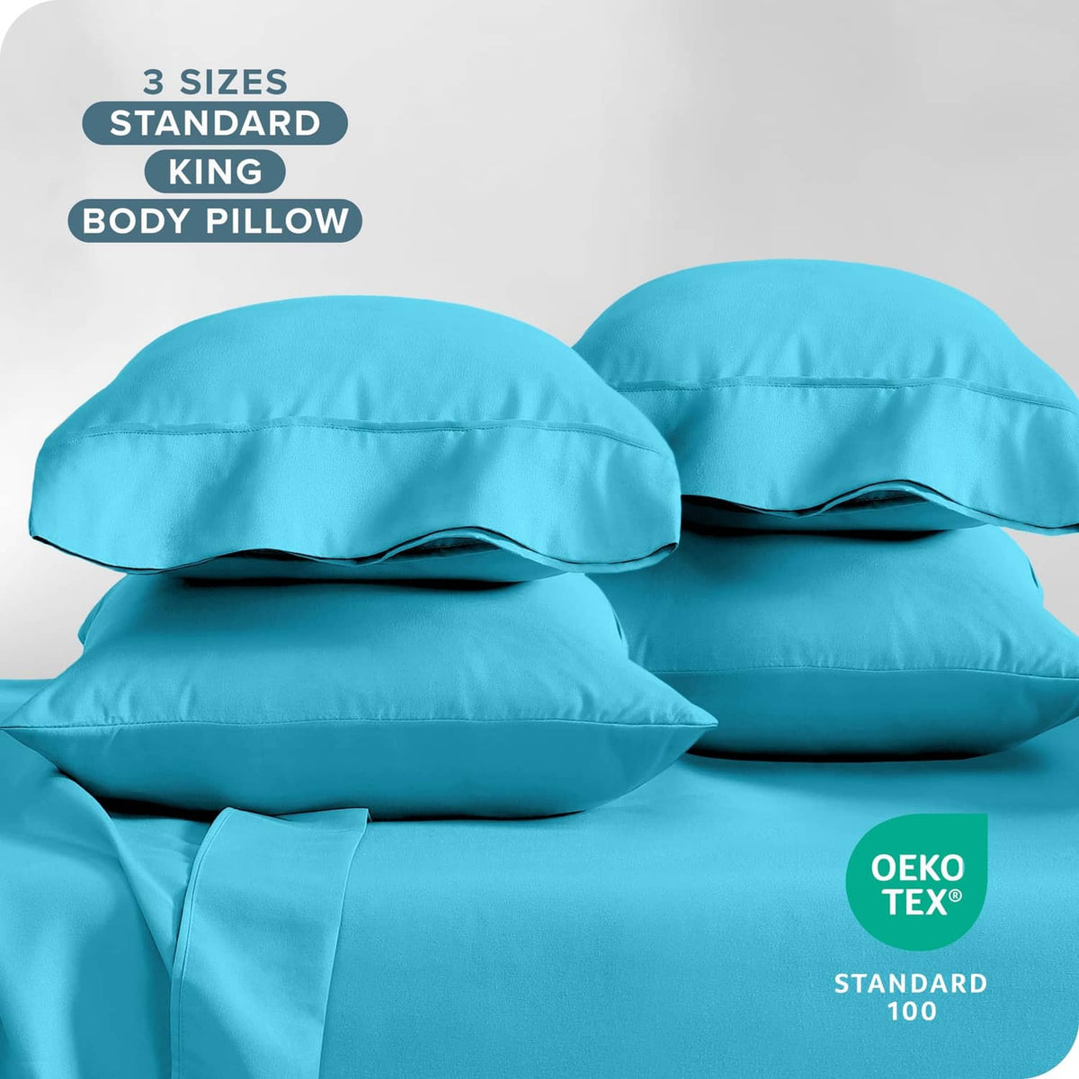 Turquoise king pillowcases pair with size graphic layout for body pillow coverage