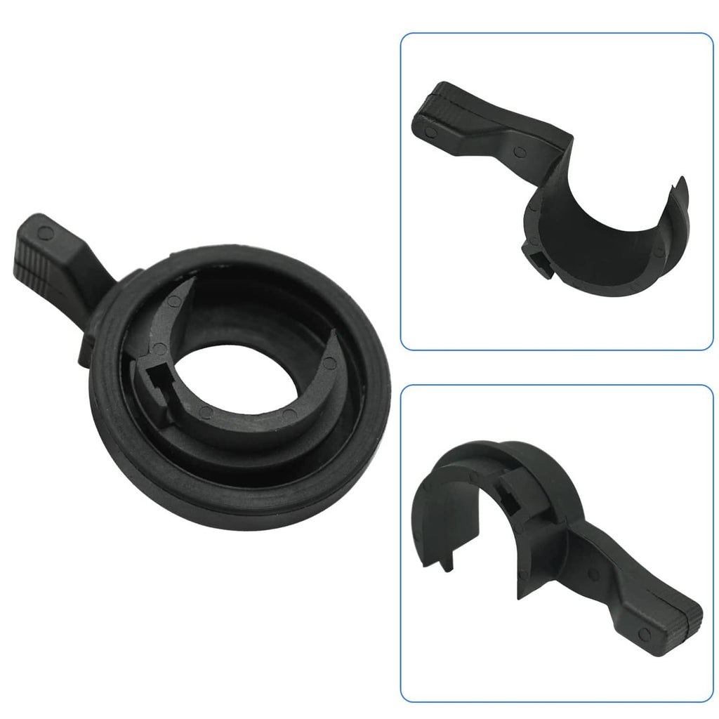 Black choke cover and lever set, front and side views