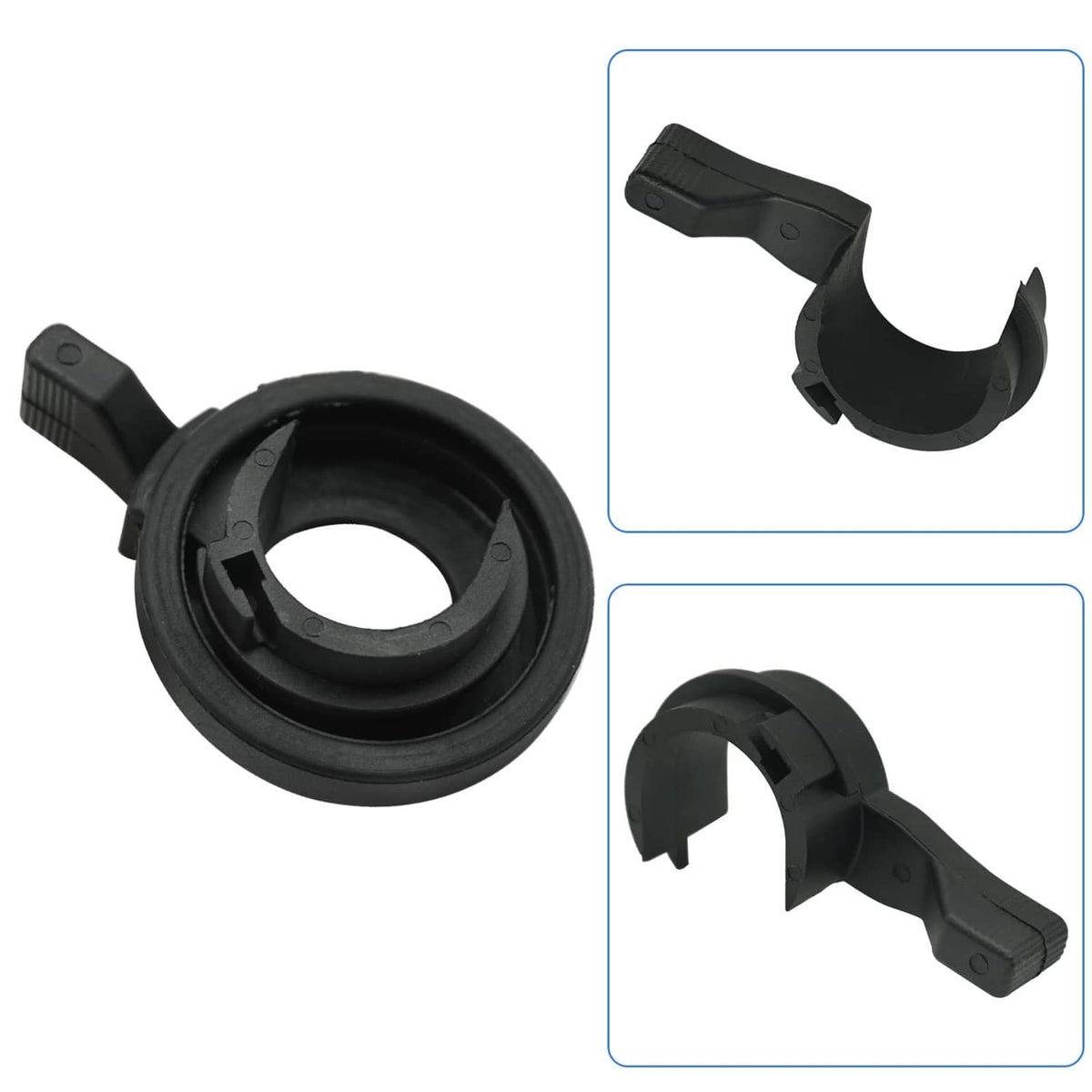 Black choke cover and lever set, front and side views