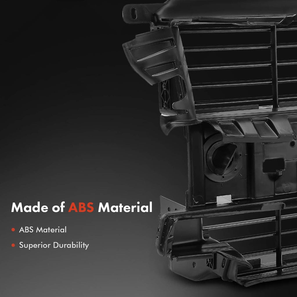 Black ABS active grille shutter motor housing with vented grille opening