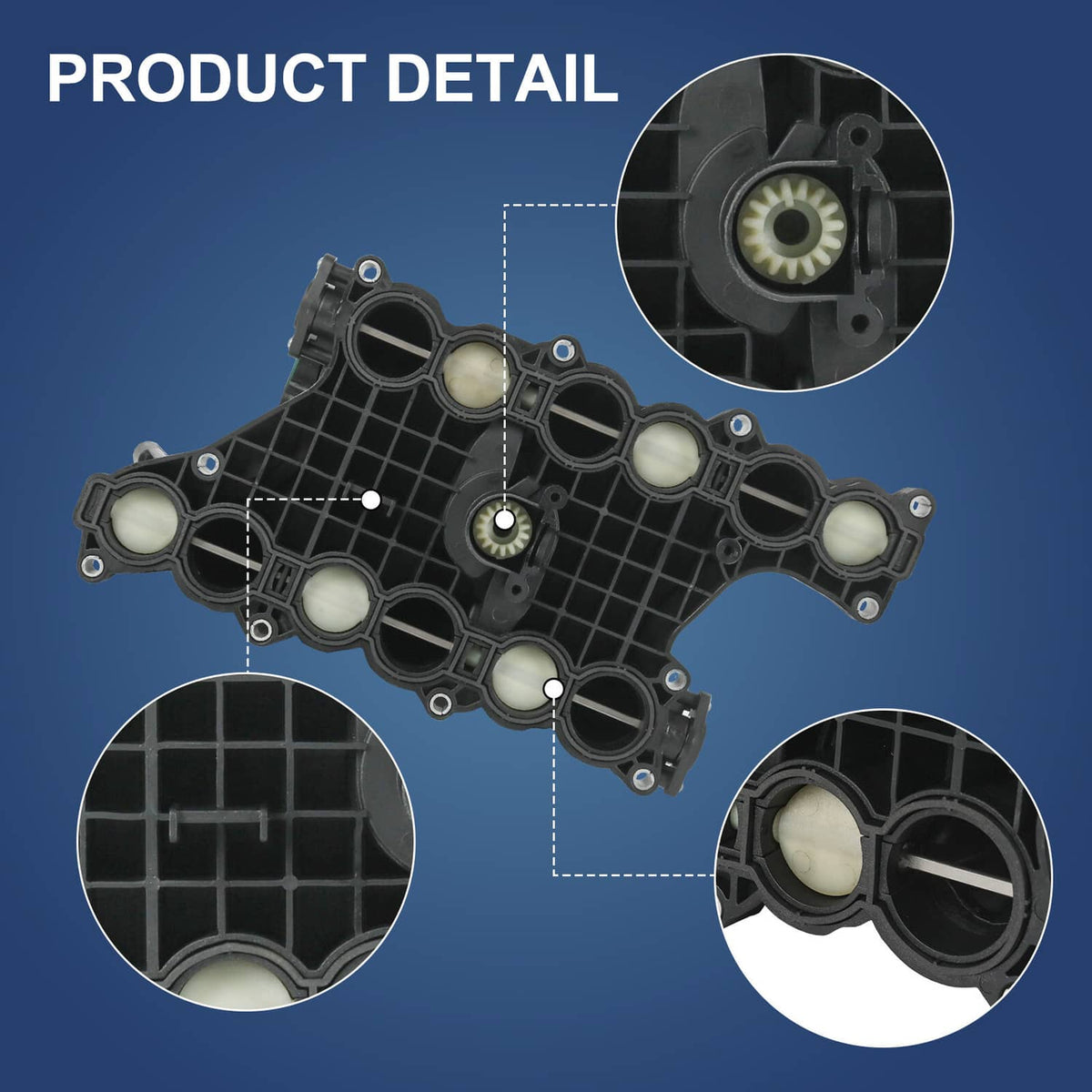 Intake manifold cover assembly with manifold passages and highlighted internal details