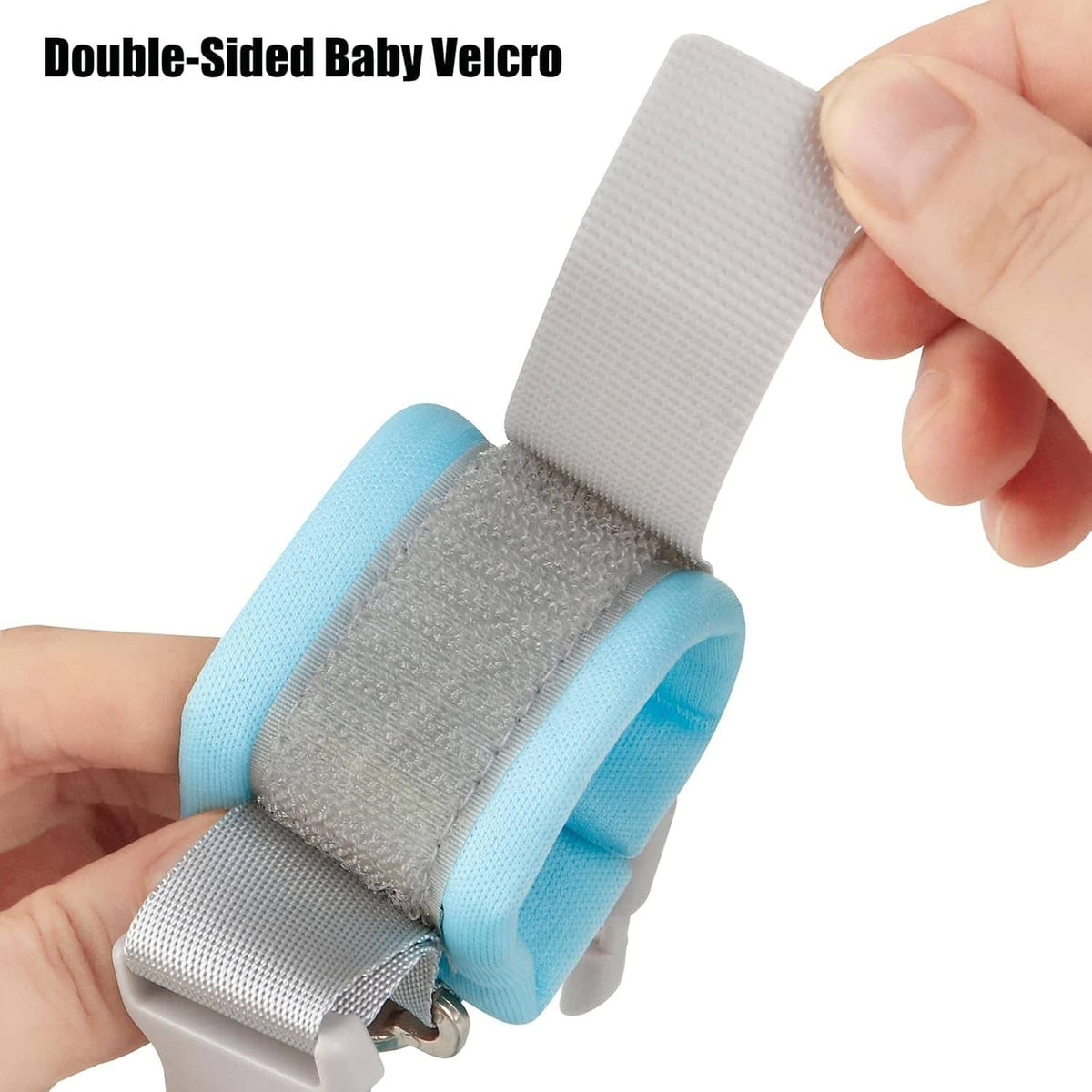 Double-sided Velcro wrist strap for anti-lost wrist link leash, light blue and grey