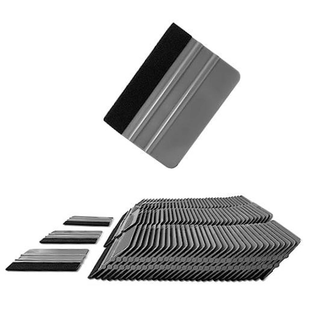 Gray felt squeegee set with flexible plastic blade, multiple scrapers