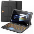 Black tablet keyboard case with folding cover and backlit keyboard