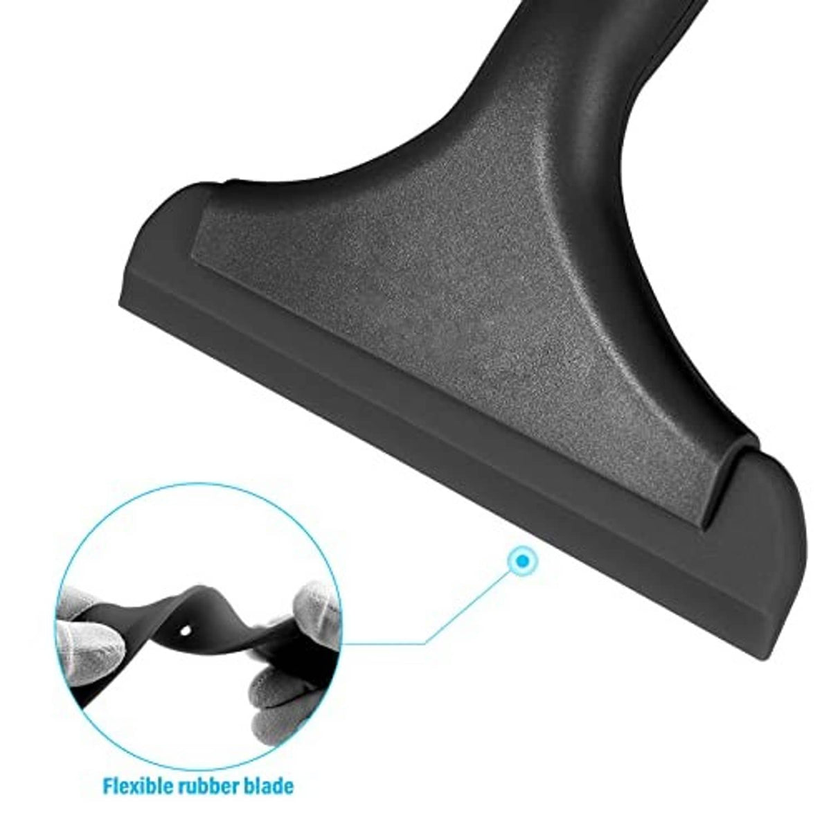 Black squeegee blade with flexible rubber edge and textured contact surface.