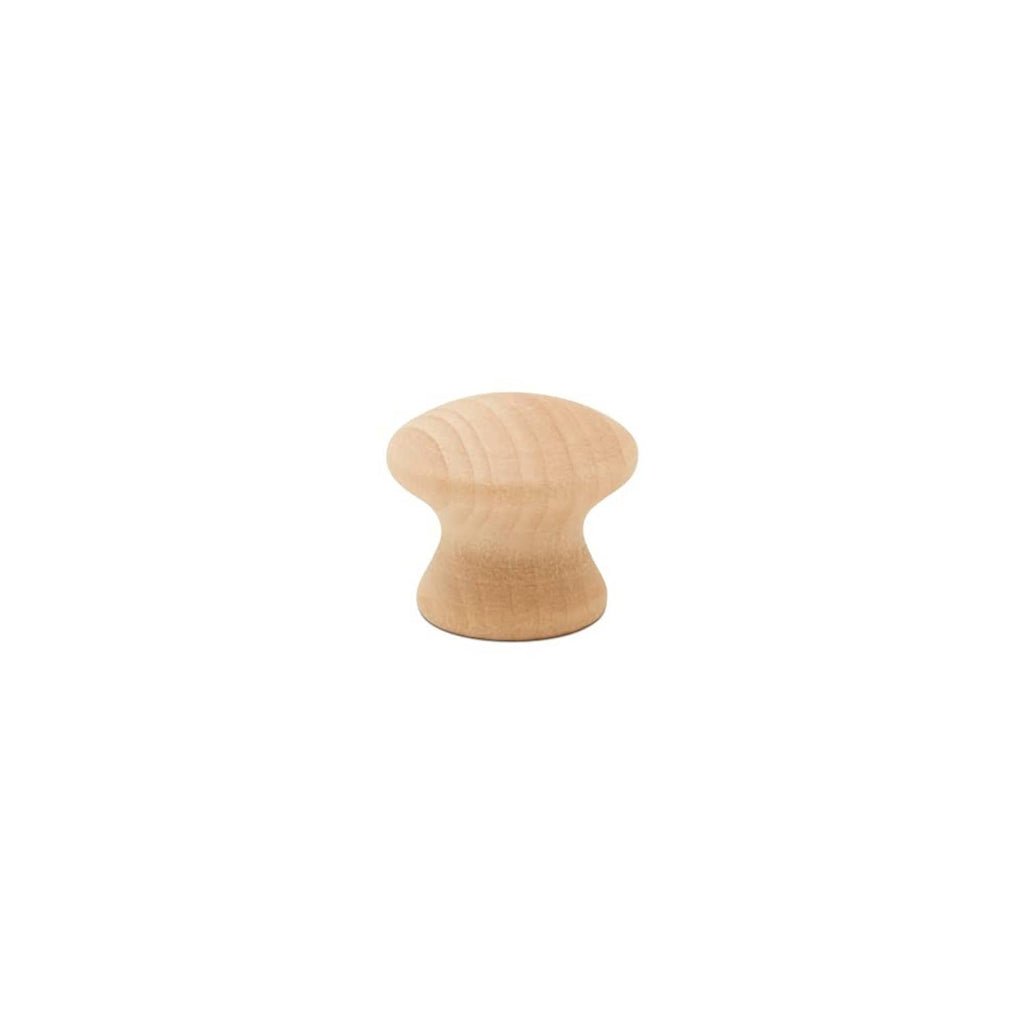 Unfinished natural wooden cabinet knob with smooth star-like top and center hole