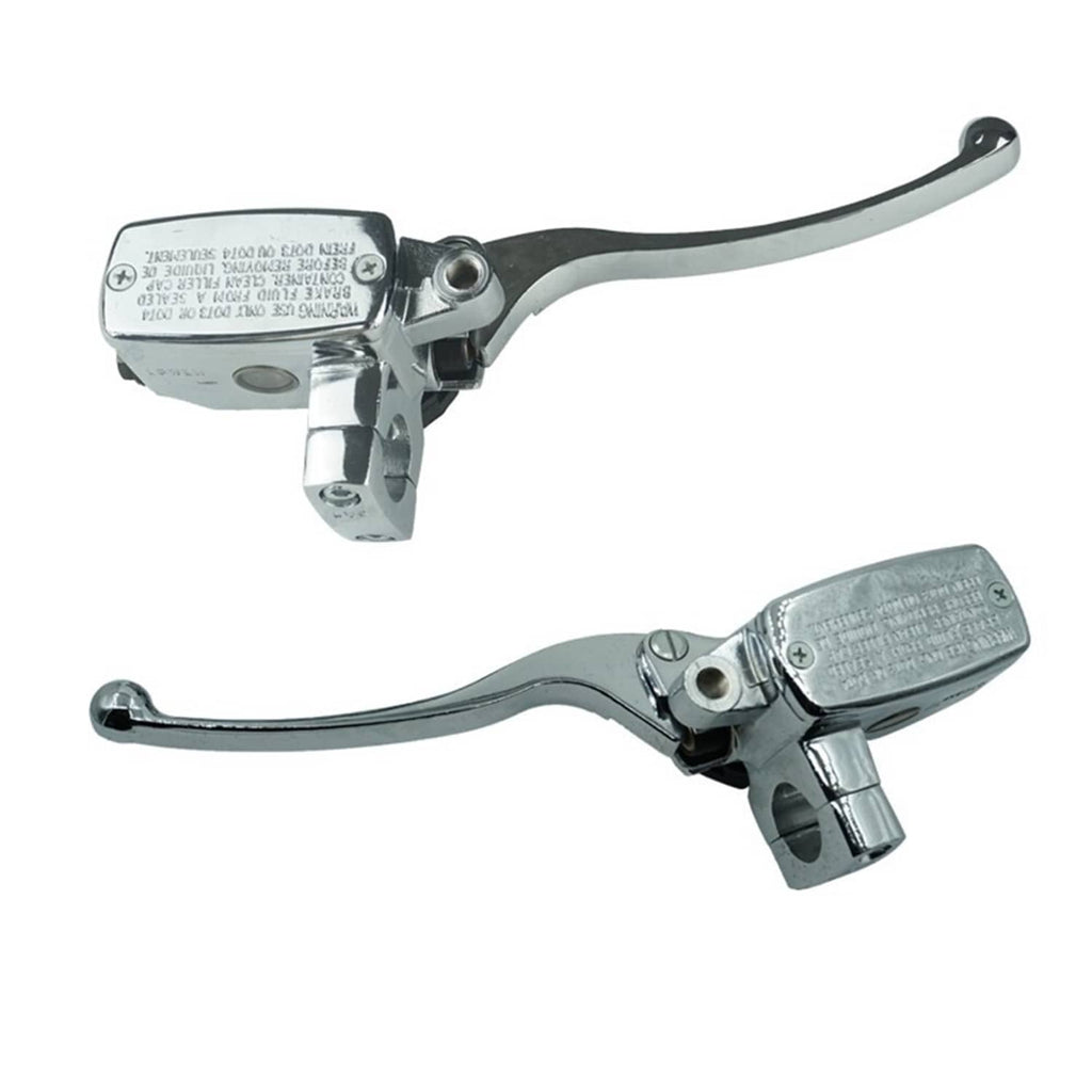 Pair of chrome motorcycle hydraulic brake and clutch master levers