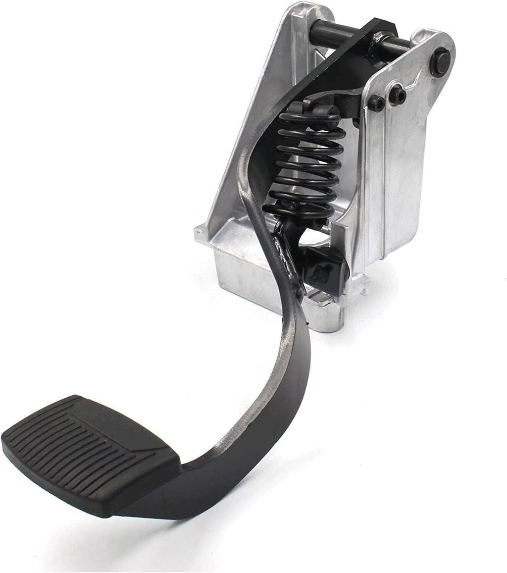 Clutch pedal assembly with black rubber foot pad and exposed return spring
