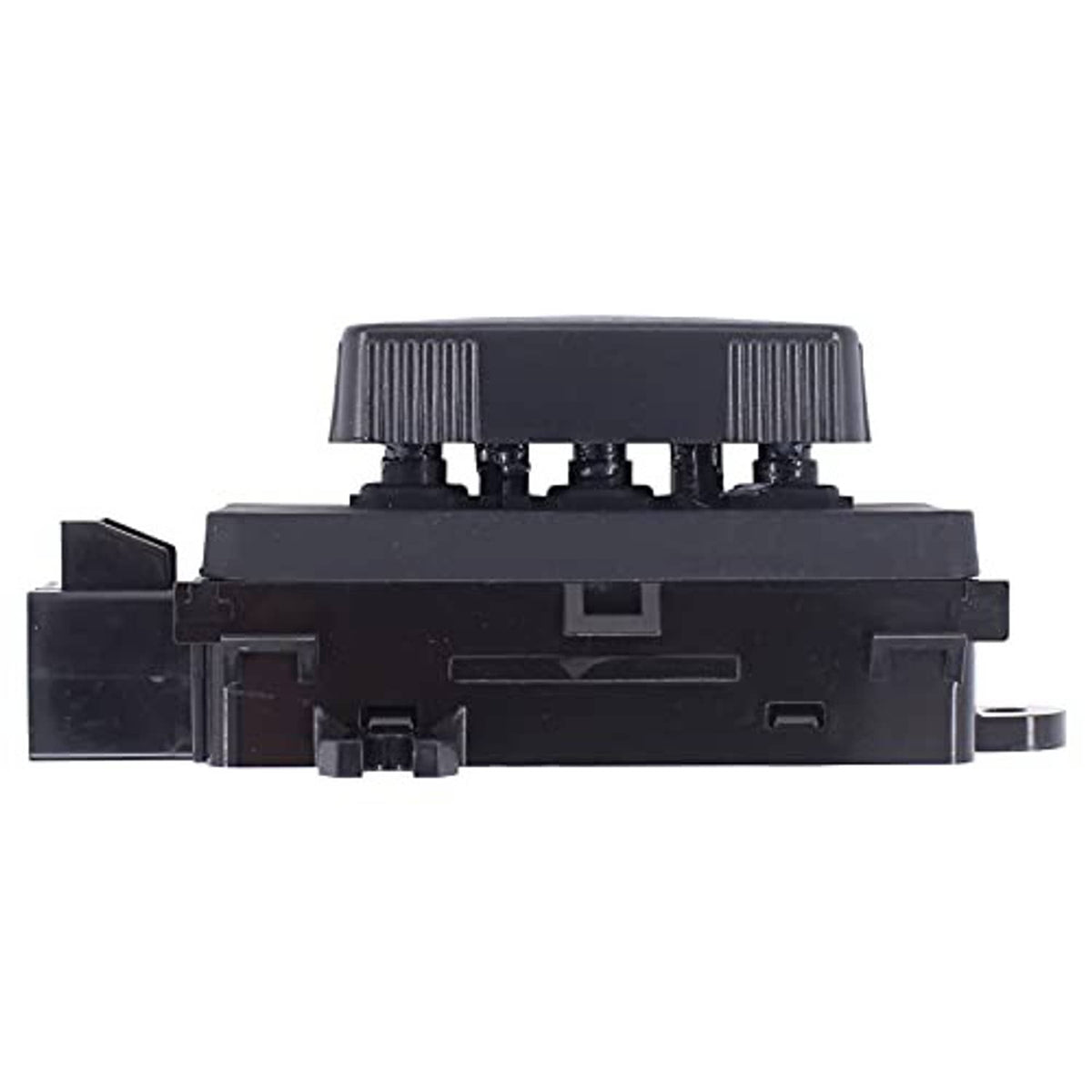 Black 6-way seat switch underside with connector pins and mounting hooks