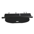 Rear trunk security shade cargo cover with black frame and gray fabric panel