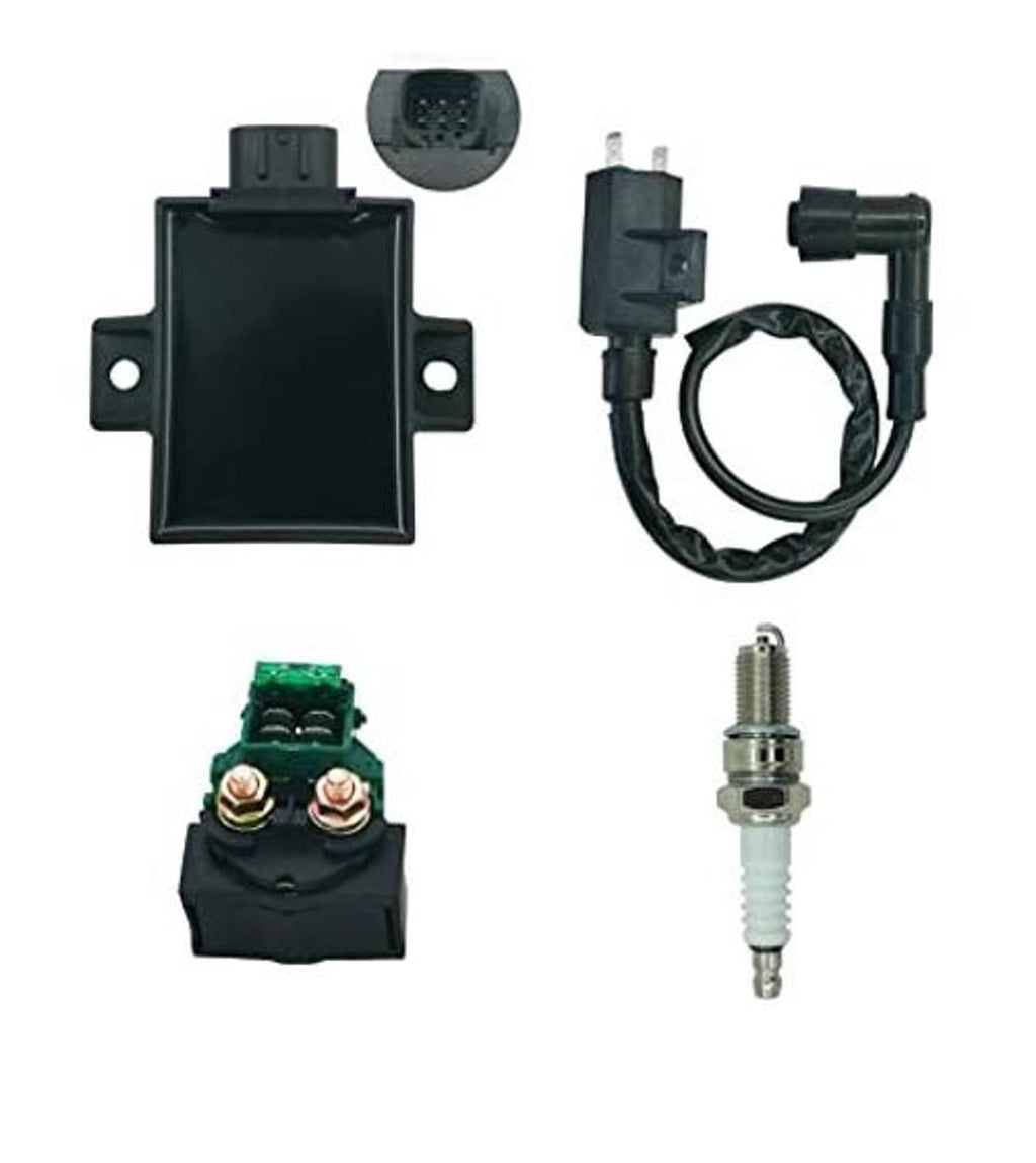 Ignition control kit with CDI module, relay, wiring harness, and spark plug
