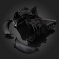 Pair of black fairing air duct assemblies for motorcycle, molded plastic with brackets
