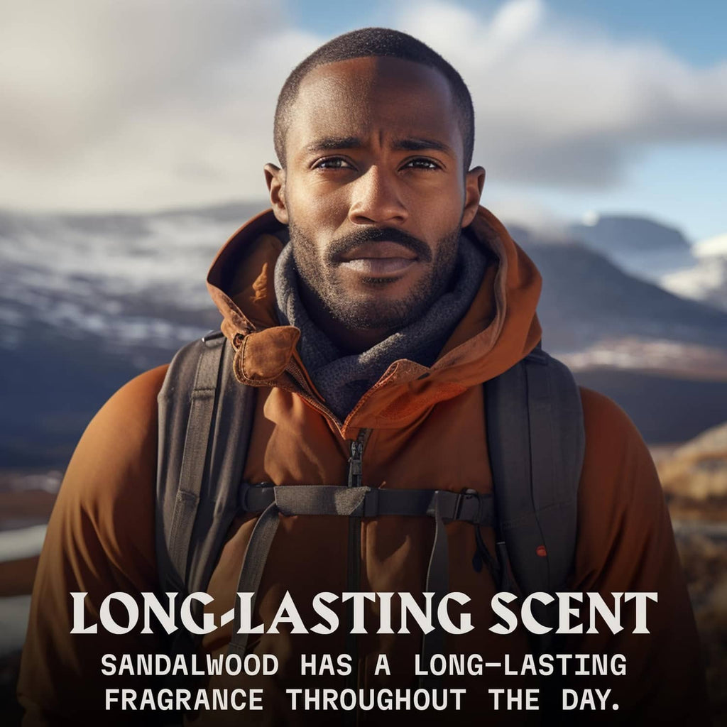 Beard growth oil used for long-lasting sandalwood scent