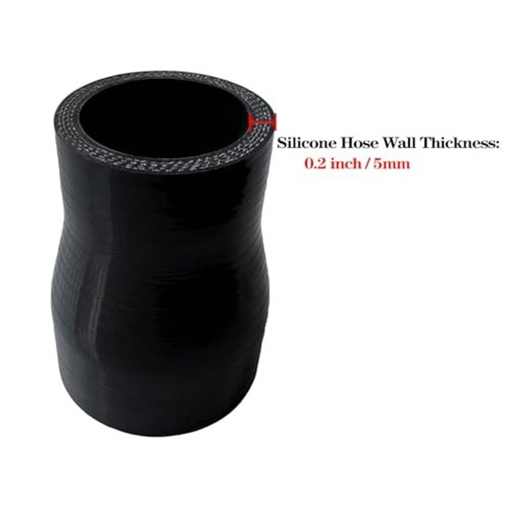Black silicone reducer coupler hose with open end and reinforced inner lip