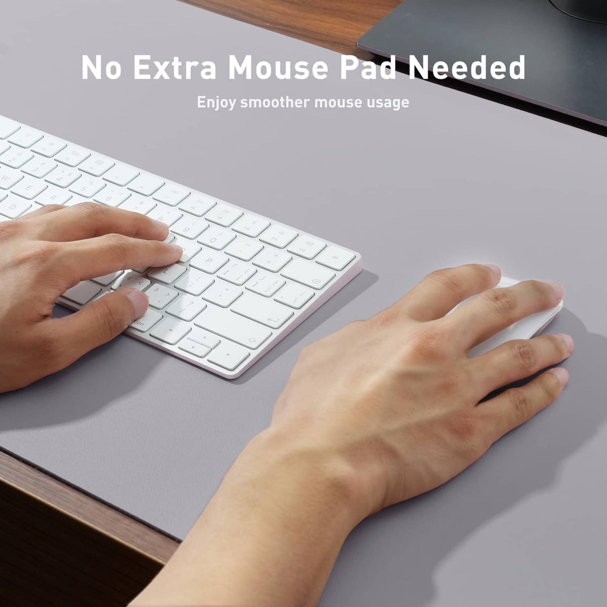 Smoky lavender PU leather desk pad protector for keyboard and mouse use