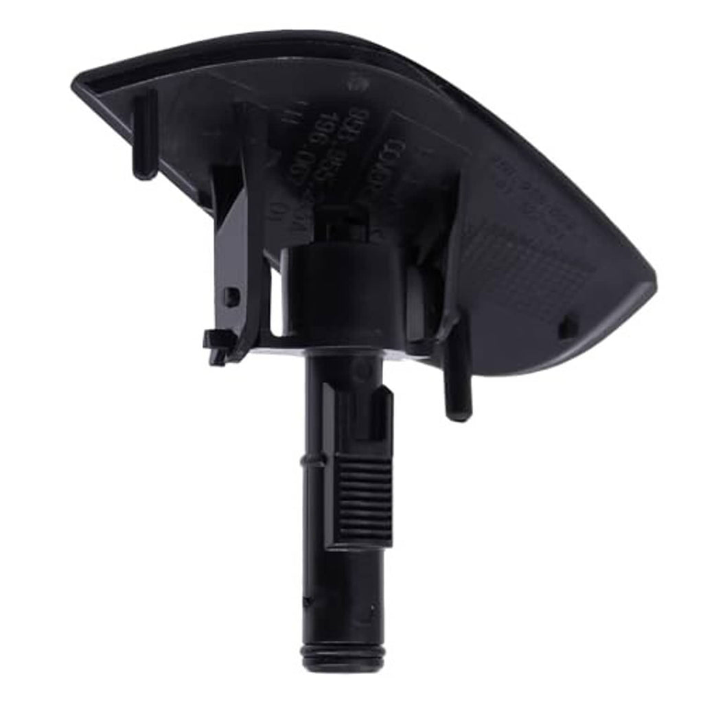 Black headlight washer nozzle cap underside with mounting clips and spray connection