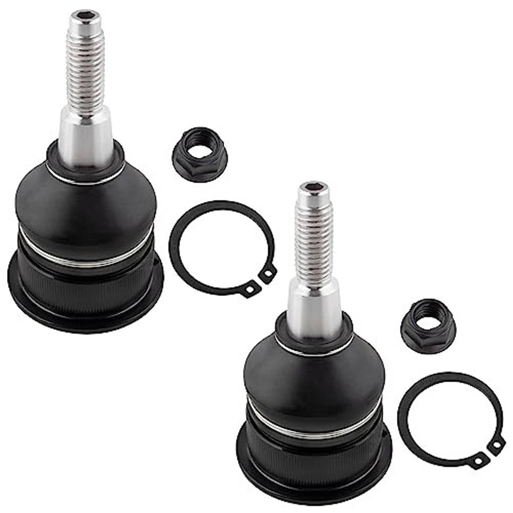 Front upper ball joint set, 2 pieces with rubber boots, lock rings, and nuts