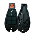 Black key fob shell case with orange PANIC button and lock/unlock icons, open backing