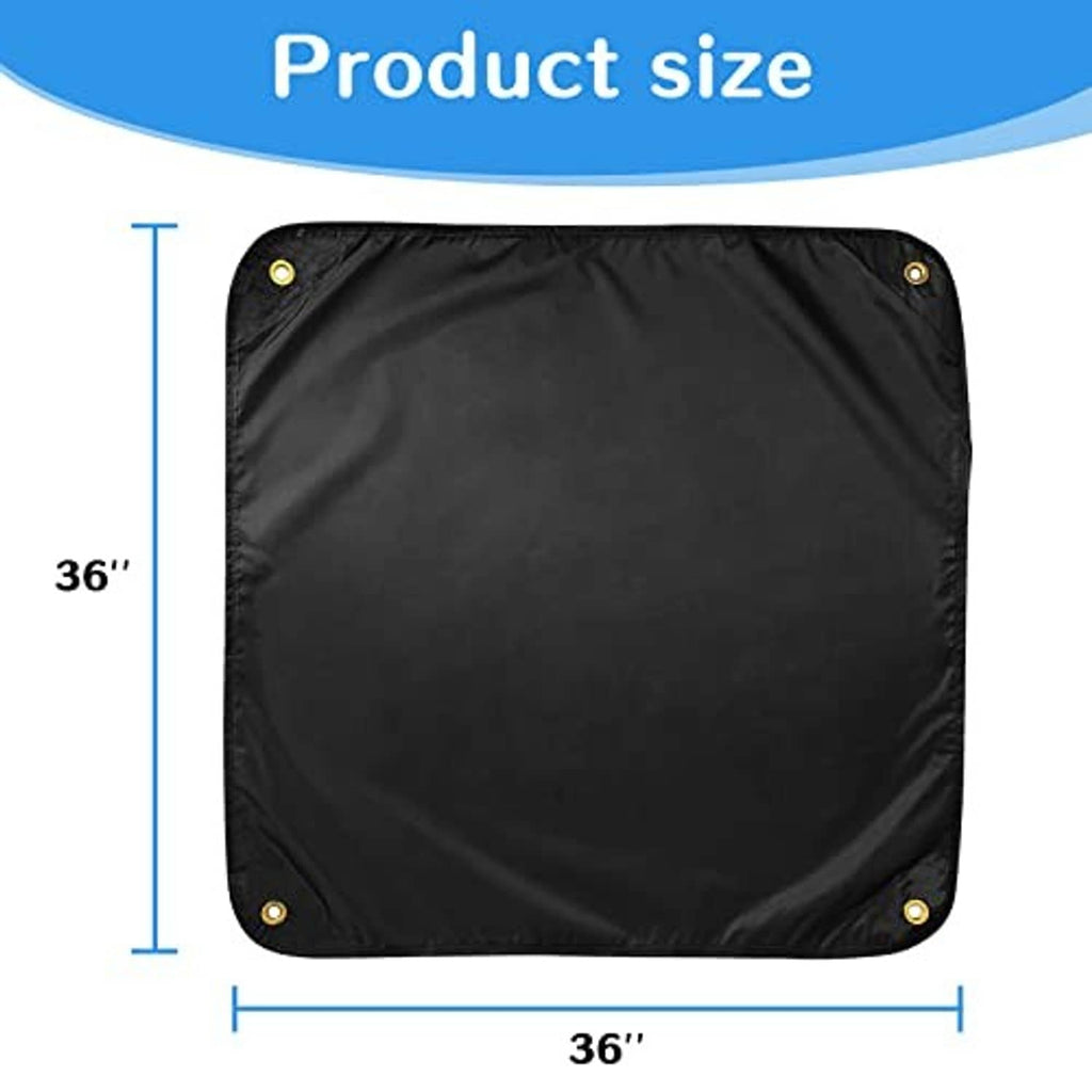 Black square AC unit cover with corner grommets, 36 x 36 in