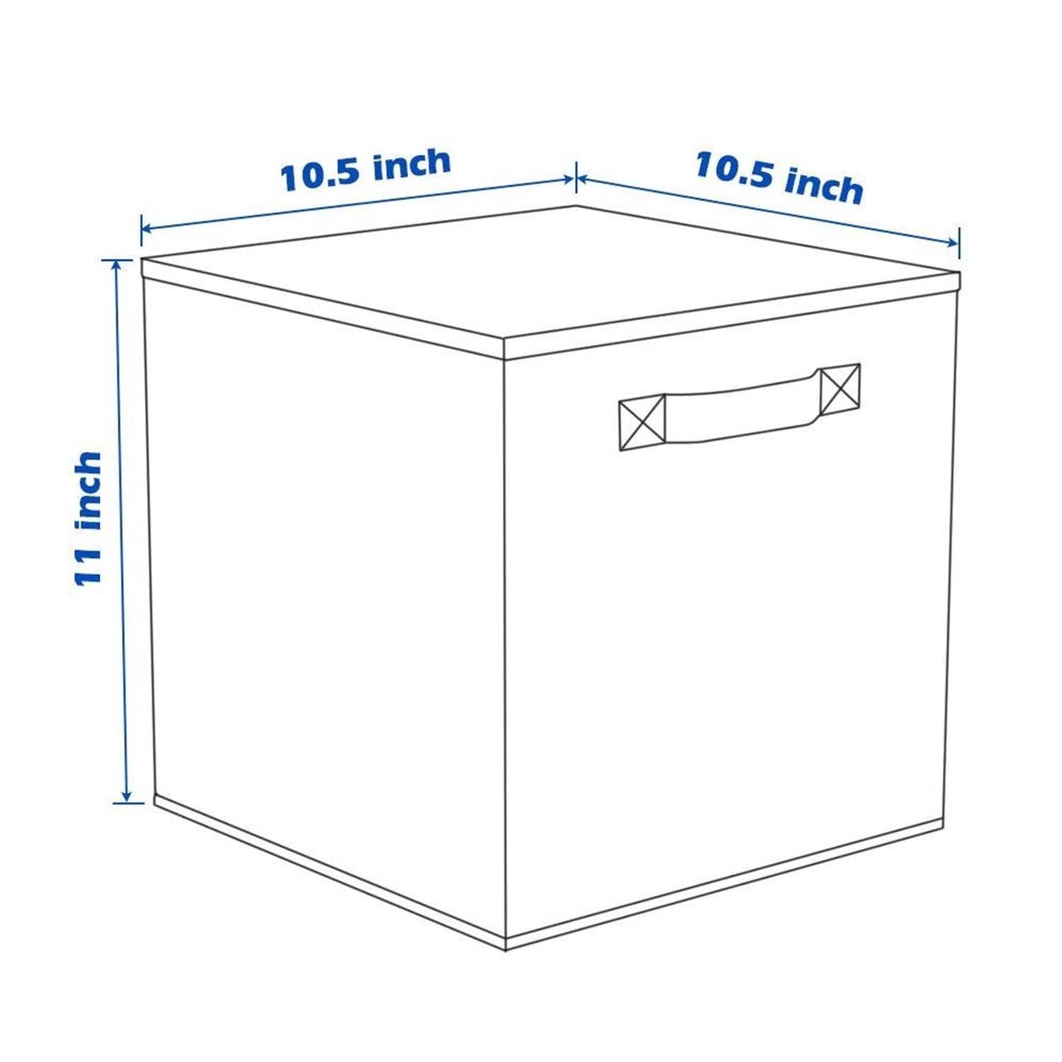 Lavender foldable storage cube bin dimensions: 10.5 in square, 11 in high
