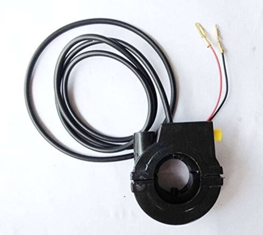Bicycle throttle kill switch assembly with black sensor housing and coiled wiring leads