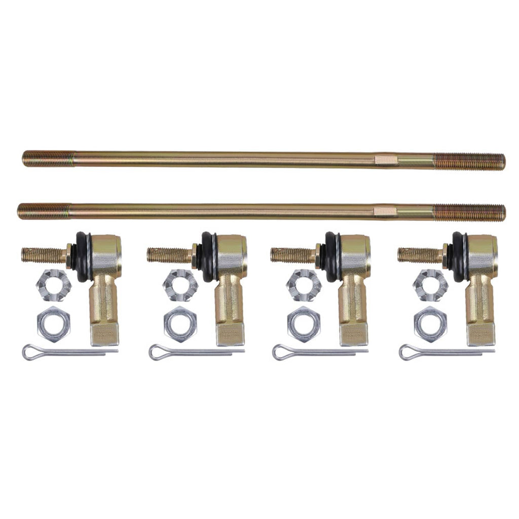 Tie rod end set with two threaded shafts and four ball joint ends plus nuts and washers