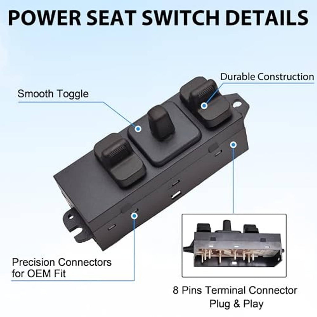 Power seat switch with four rocker switches and mounting bracket for seat controls
