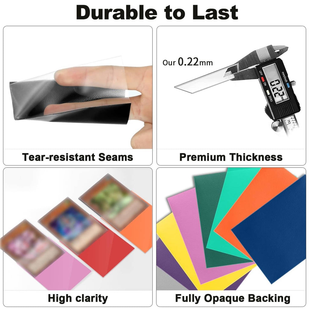 Transparent-front card sleeve with textured opaque backing; sleeve held between fingers