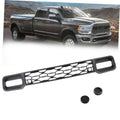 Black front bumper lower grille with hex mesh pattern and rectangular openings, includes caps