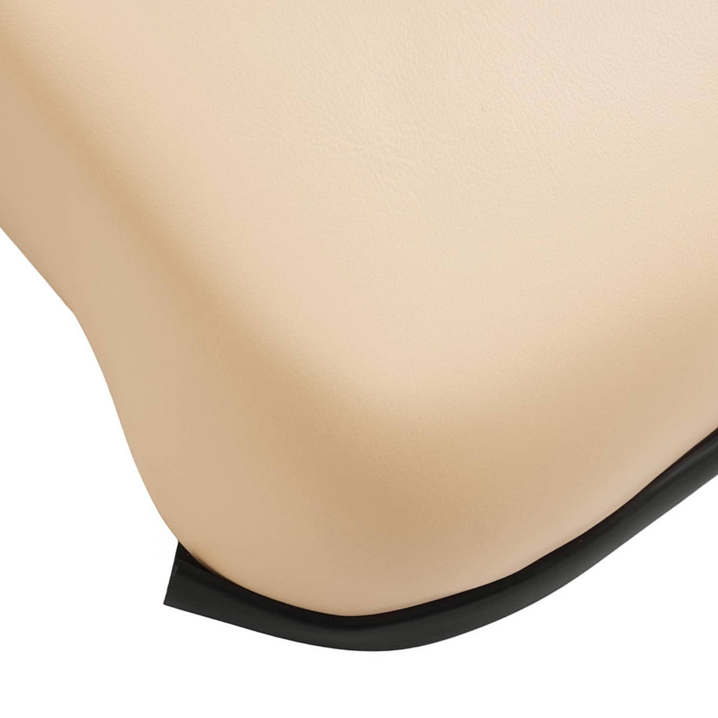 Beige cushion corner with black trim and smooth, slightly curved surface