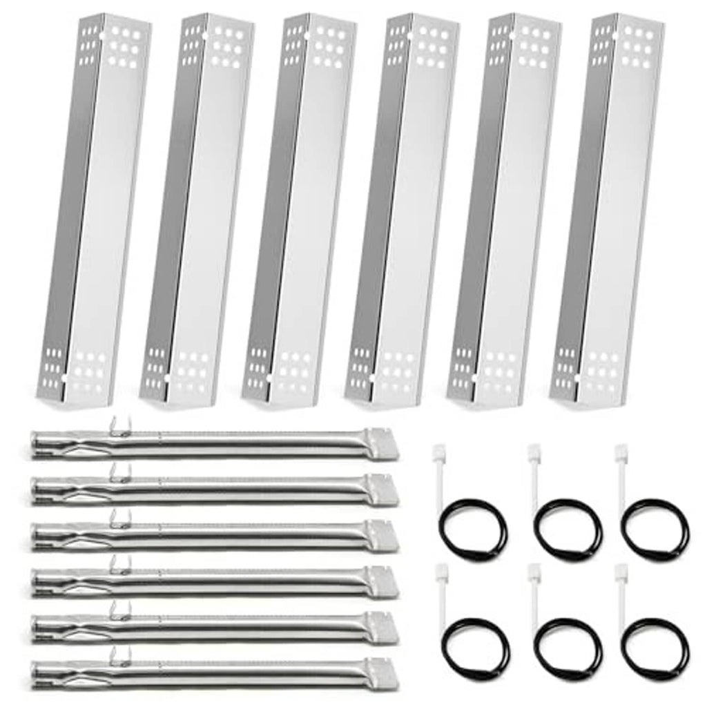 Grill replacement heat shields, burner tubes, and O-ring gasket set