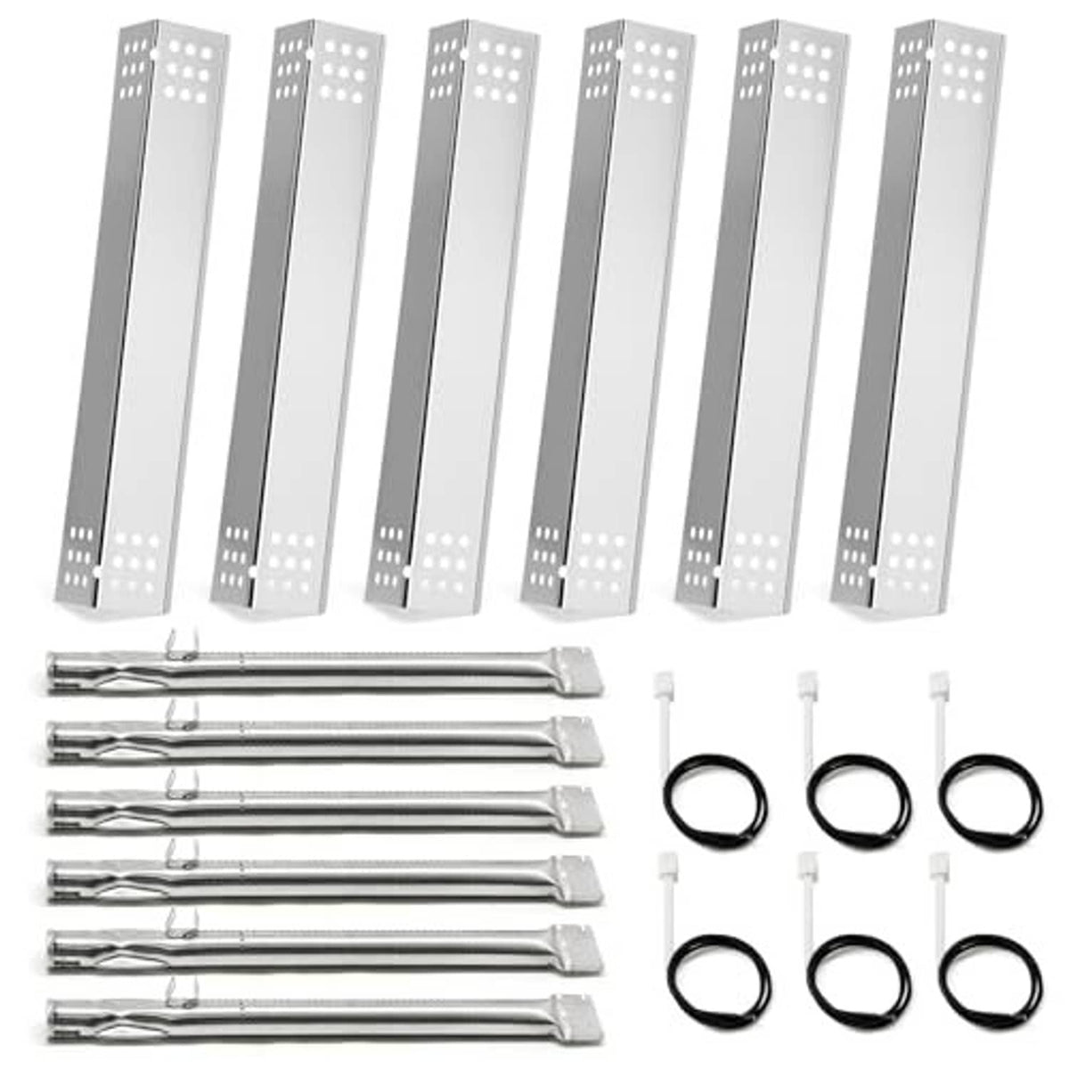 Grill replacement heat shields, burner tubes, and O-ring gasket set