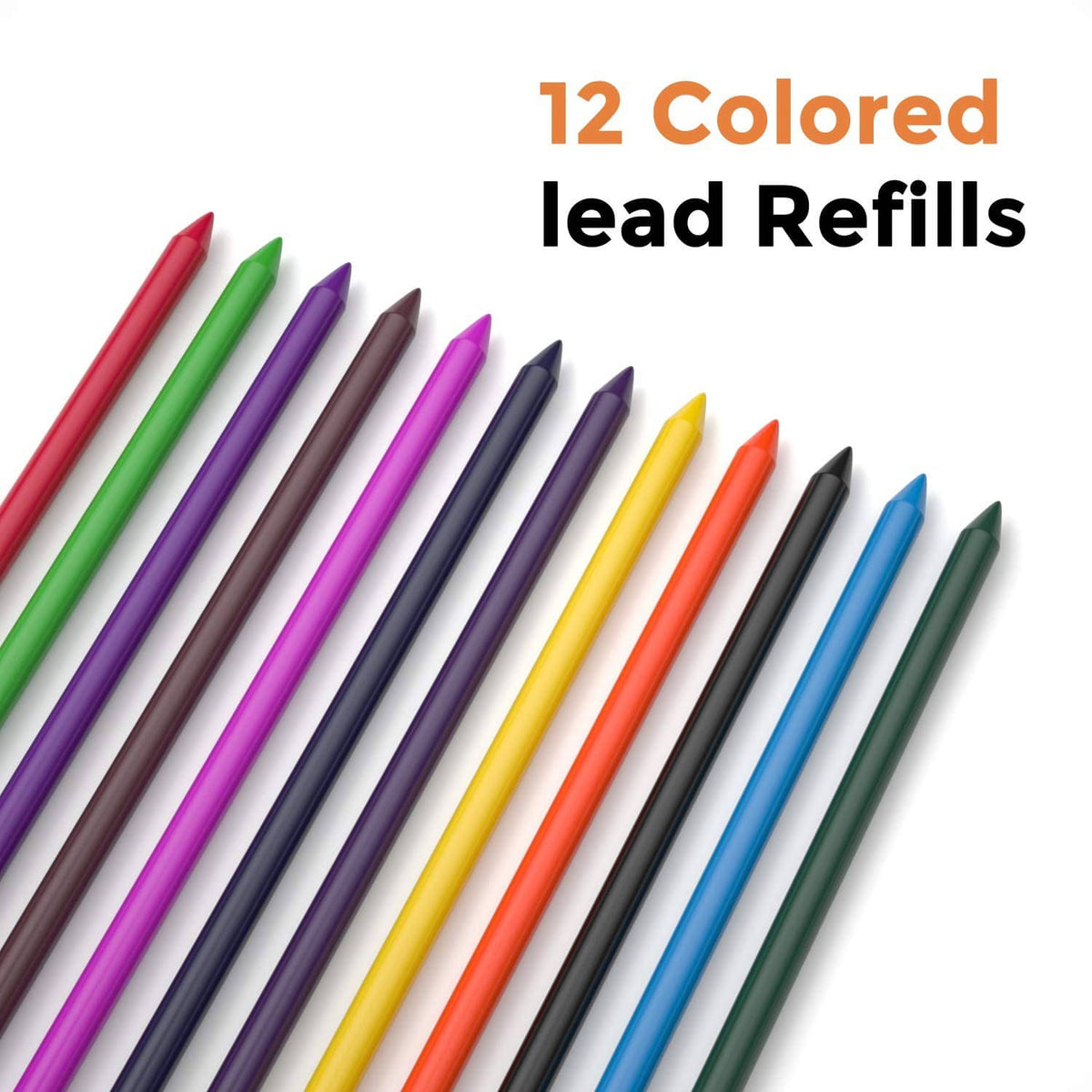 Colored lead refills assortment for mechanical pencils, featuring multiple lead tip colors