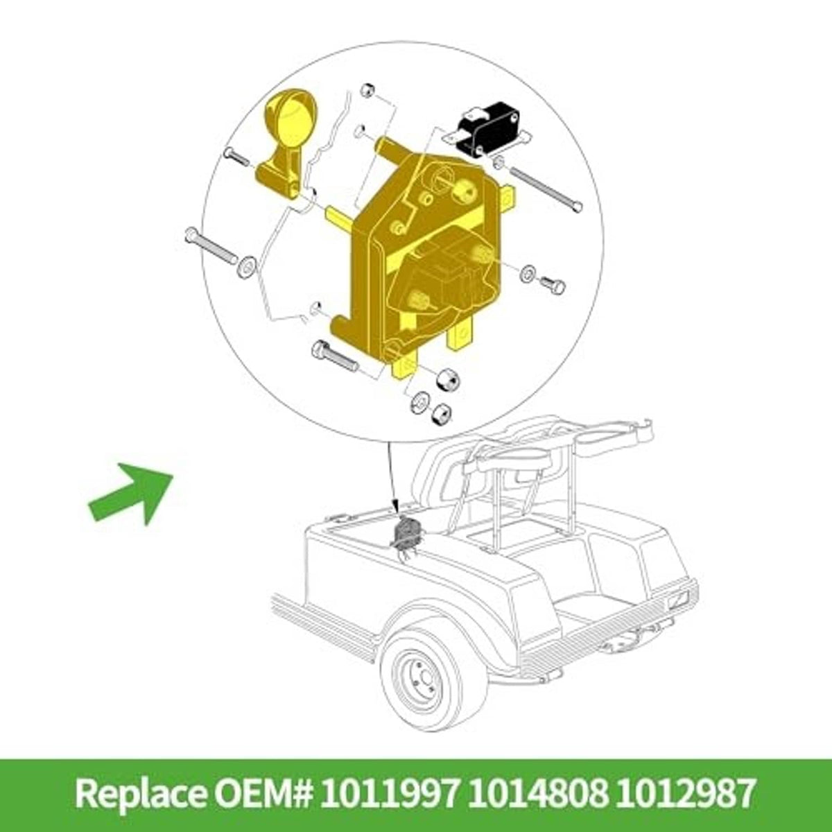 Forward/reverse golf cart switch assembly replacement diagram with terminals