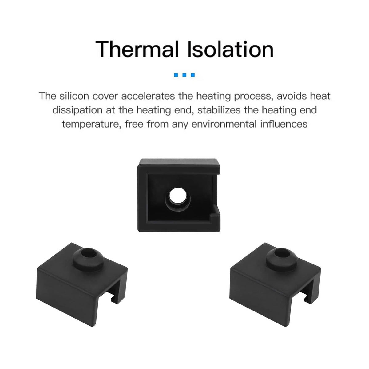 Black silicone thermal isolation covers with circular opening and side notch