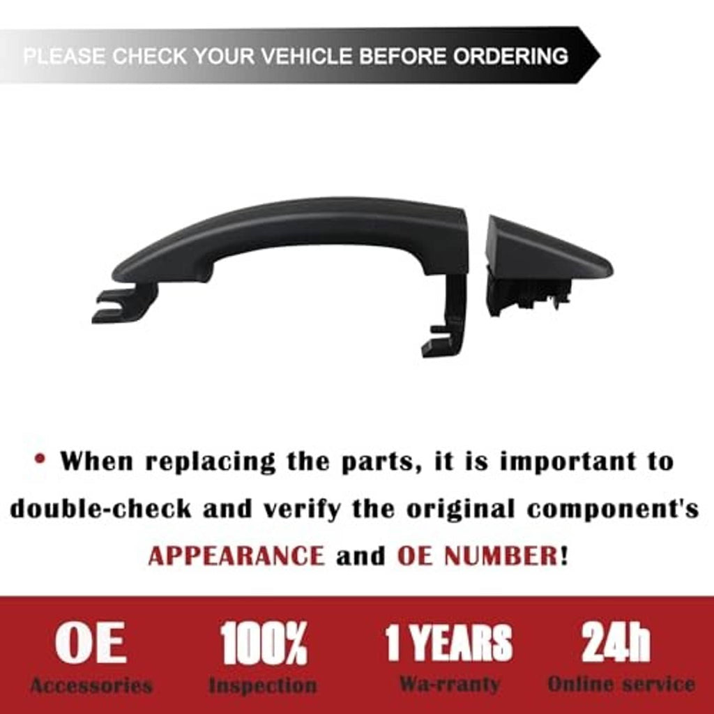 Black exterior door handle components showing OE-style replacement shape