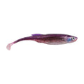 Purple shiner soft plastic drip swimmer lure, curved body and blue eye