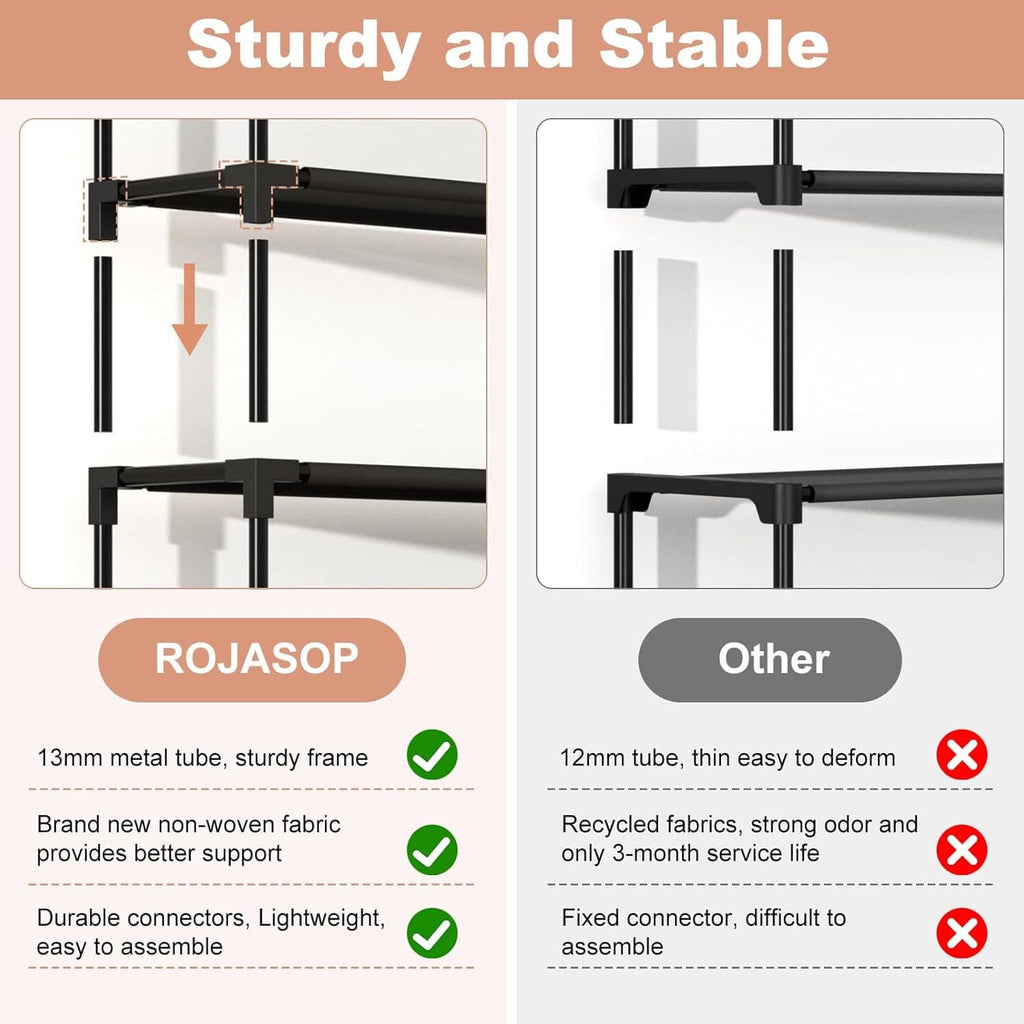 Sturdy metal-frame shoe cabinet with durable connectors and stable construction