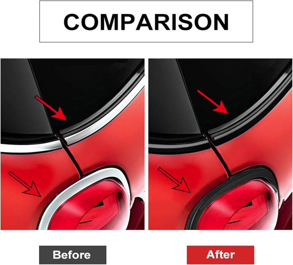 Gloss black vinyl wrap after installation on car light trim, smoother dark look