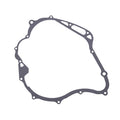 Left side crankcase cover gasket, gray with bolt holes and rectangular cutout