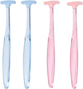 Set of four eyelid cleansing brushes with silicone tips, two blue and two pink