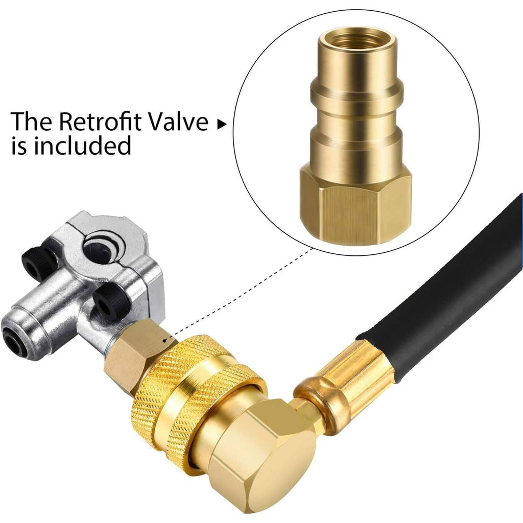 R134a retrofit piercing valve with brass adapter and threaded connection