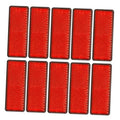 Set of 10 red rectangle self-adhesive reflectors with textured reflective surface