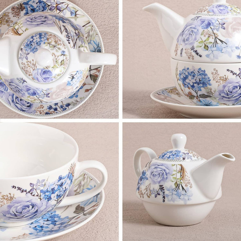RivetOak fanquare Meadow Porcelain Tea for One, Blue and Purple 8.45 oz, One