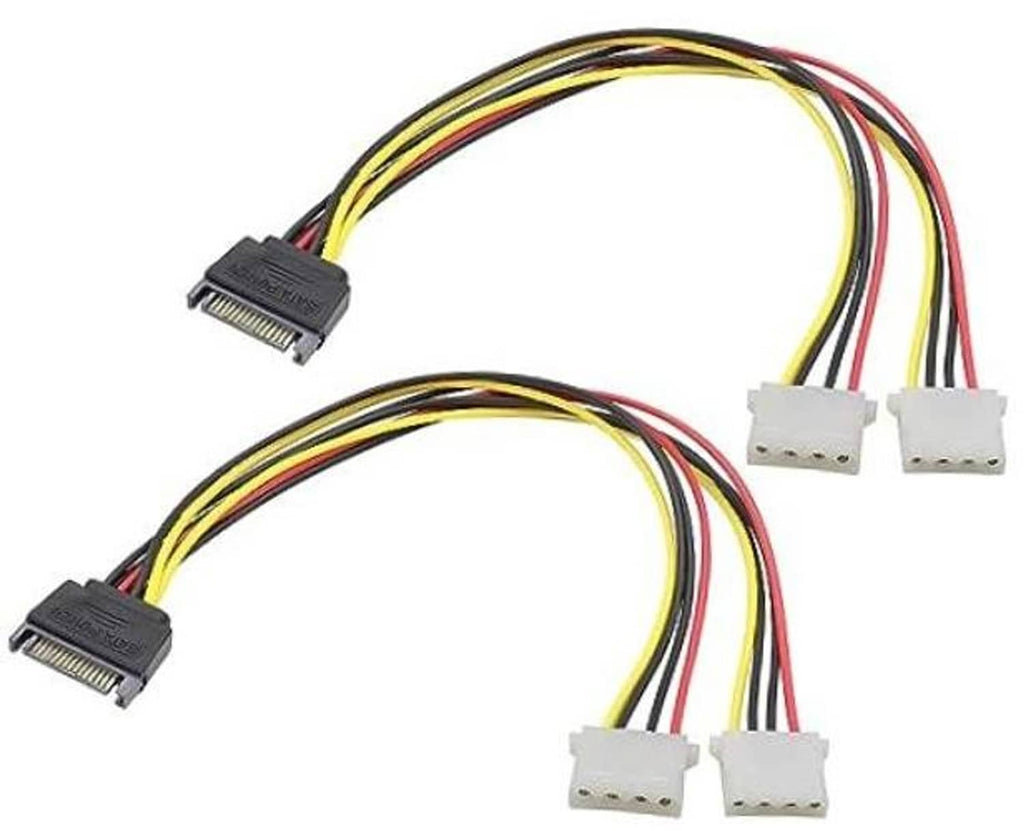 SATA 15-pin to dual 4-pin Molex power Y-cable with two white connectors