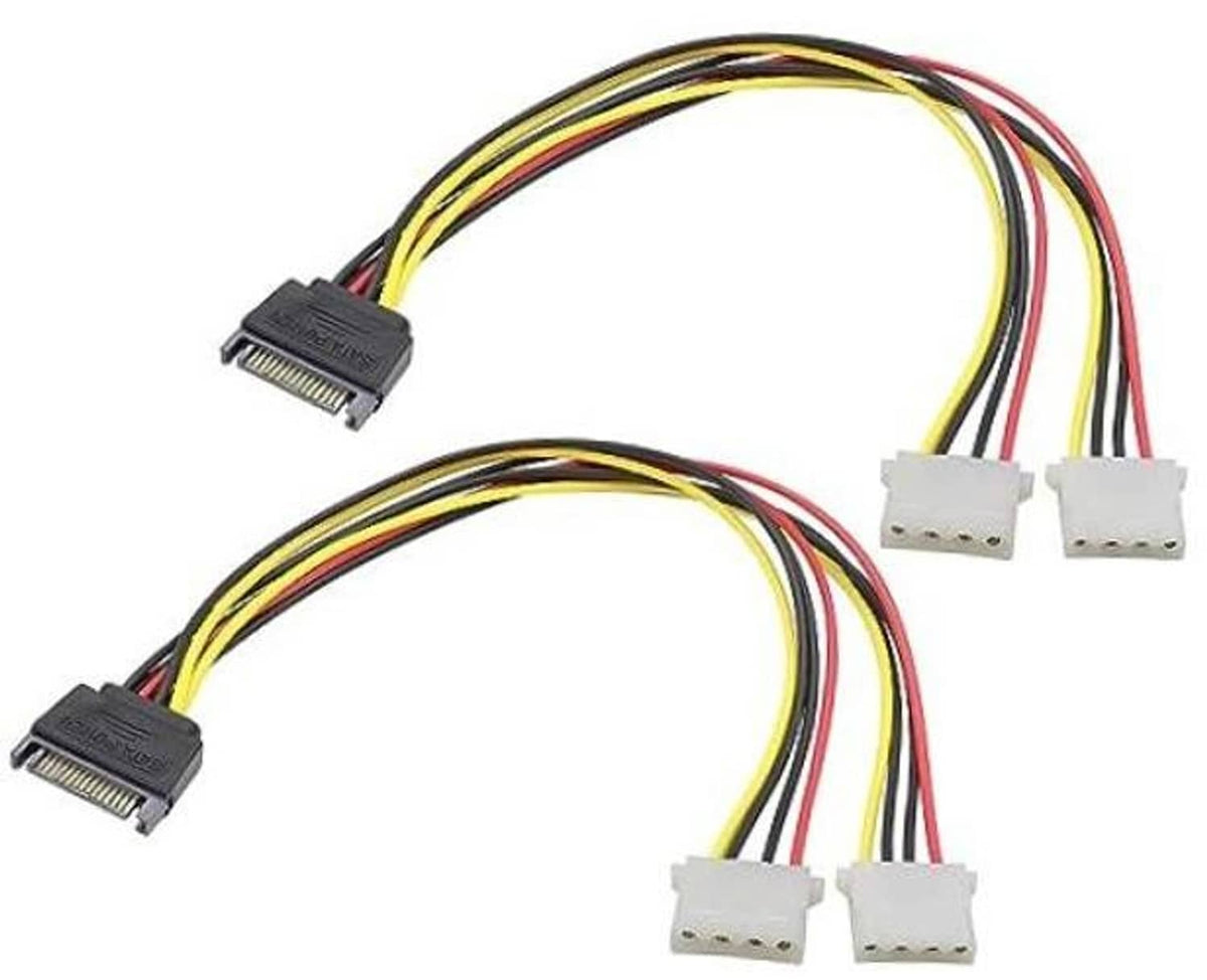 SATA 15-pin to dual 4-pin Molex power Y-cable with two white connectors