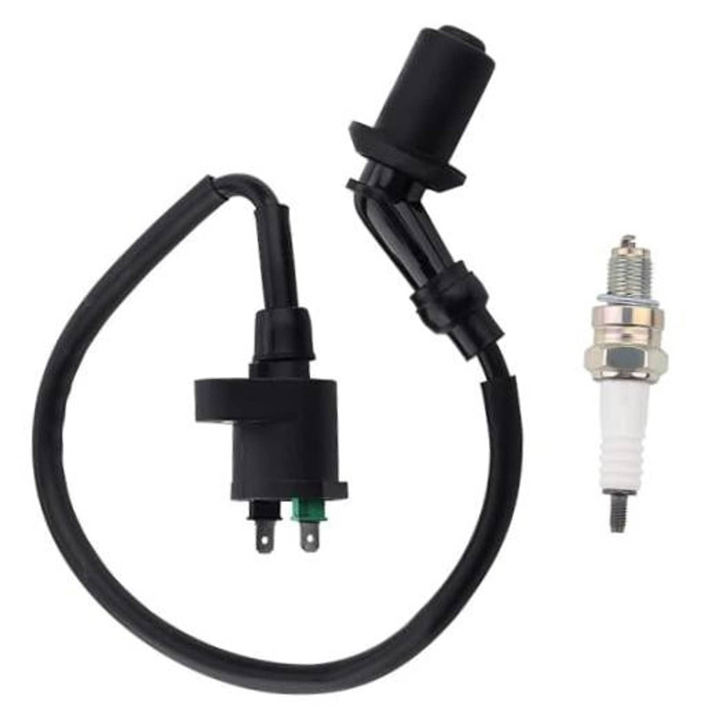 Ignition coil spark plug wire with black connectors and spark plug