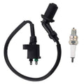 Ignition coil spark plug wire with black connectors and spark plug